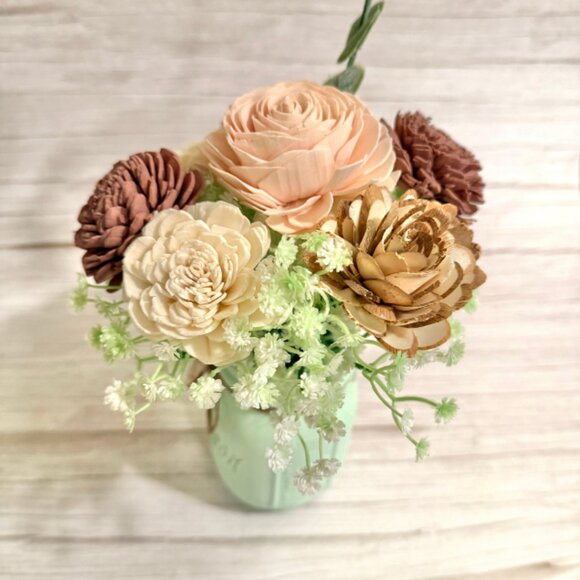 Sola Wood Floral Arrangement in Hand-Painted Personalized Mason Jar - Picture 9 of 9